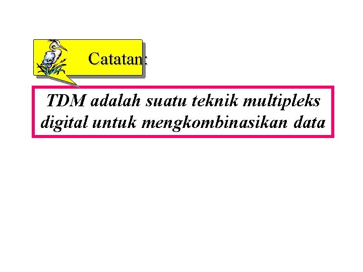 Catatan: TDM adalah suatu teknik multipleks digital untuk mengkombinasikan data 
