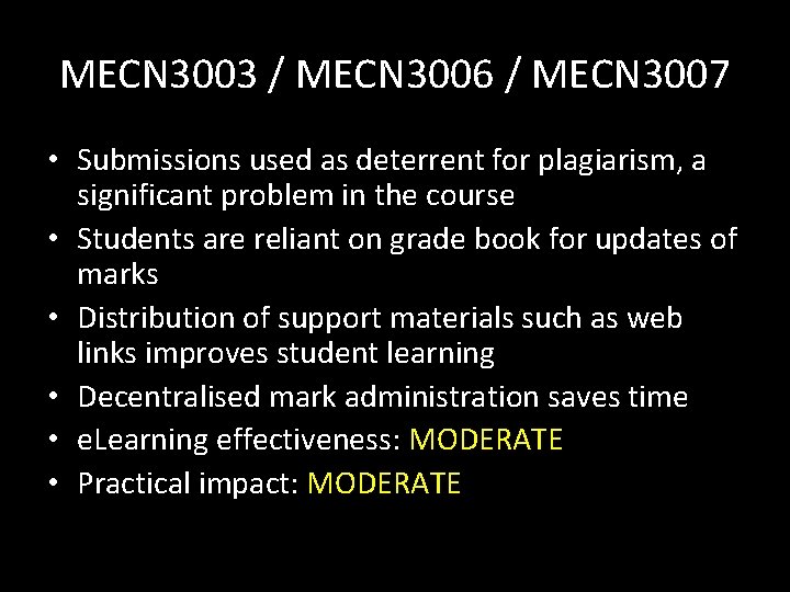 MECN 3003 / MECN 3006 / MECN 3007 • Submissions used as deterrent for