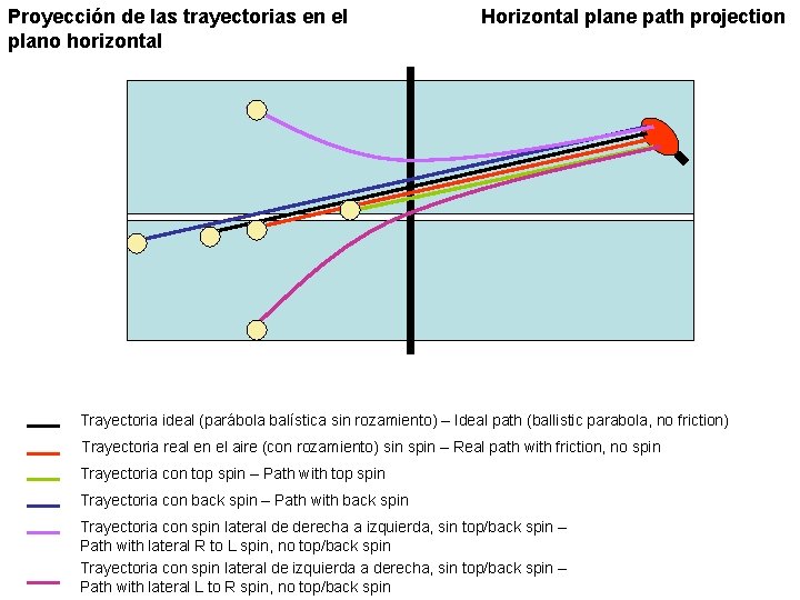 Proyección de las trayectorias en el plano horizontal Horizontal plane path projection Trayectoria ideal