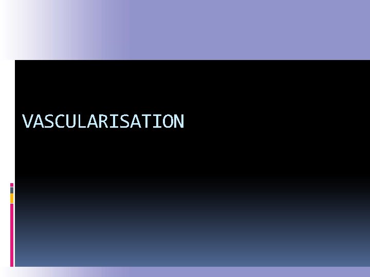 VASCULARISATION 