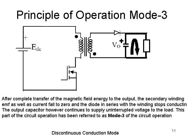 Principle of Operation Mode-3 After complete transfer of the magnetic field energy to the