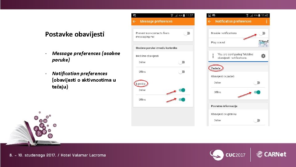 Postavke obavijesti - Message preferences (osobne poruke) - Notification preferences (obavijesti o aktivnostima u