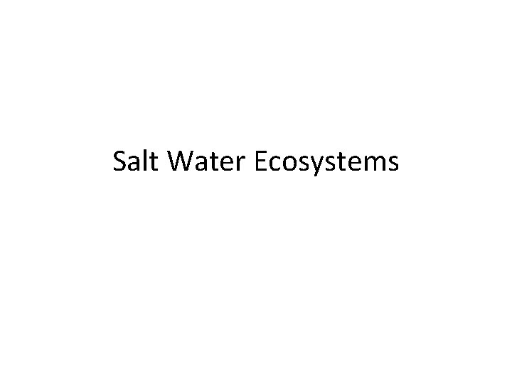 Salt Water Ecosystems 