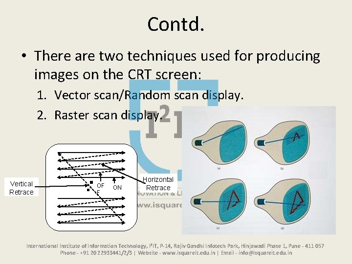 Contd. • There are two techniques used for producing images on the CRT screen: Contd. • There are two techniques used for producing images on the CRT screen: