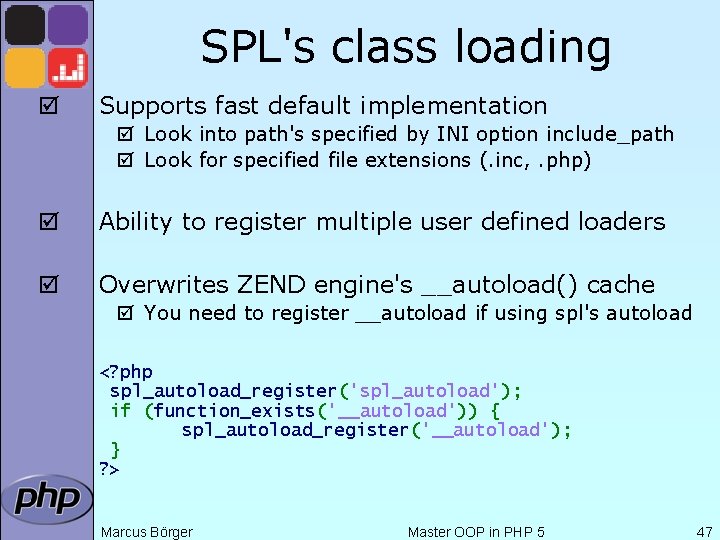 SPL's class loading þ Supports fast default implementation þ Look into path's specified by