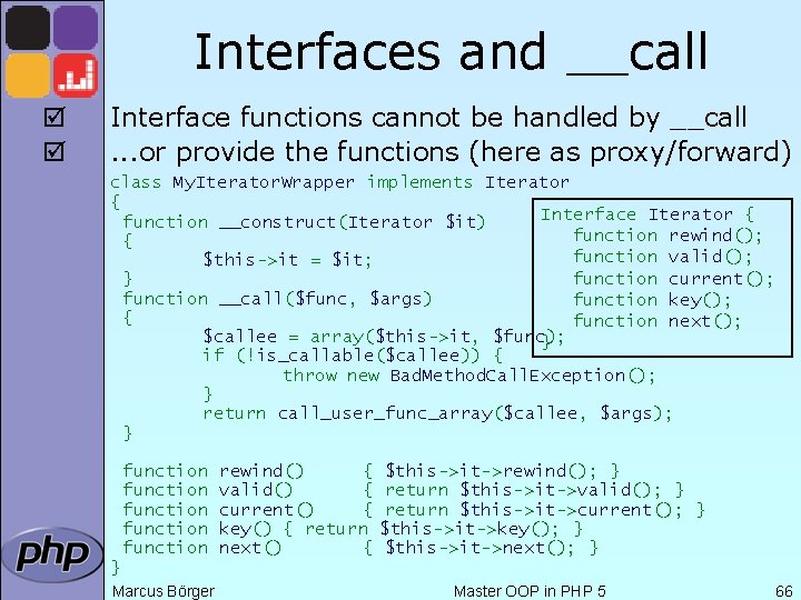 Interfaces and __call þ þ Interface functions cannot be handled by __call. . .