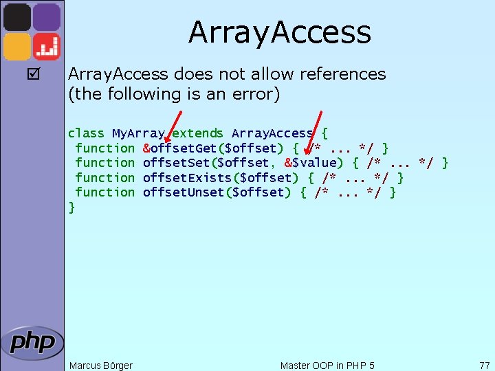 Array. Access þ Array. Access does not allow references (the following is an error)