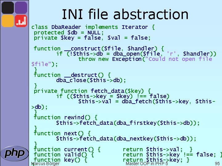 INI file abstraction class Dba. Reader implements Iterator { protected $db = NULL; private