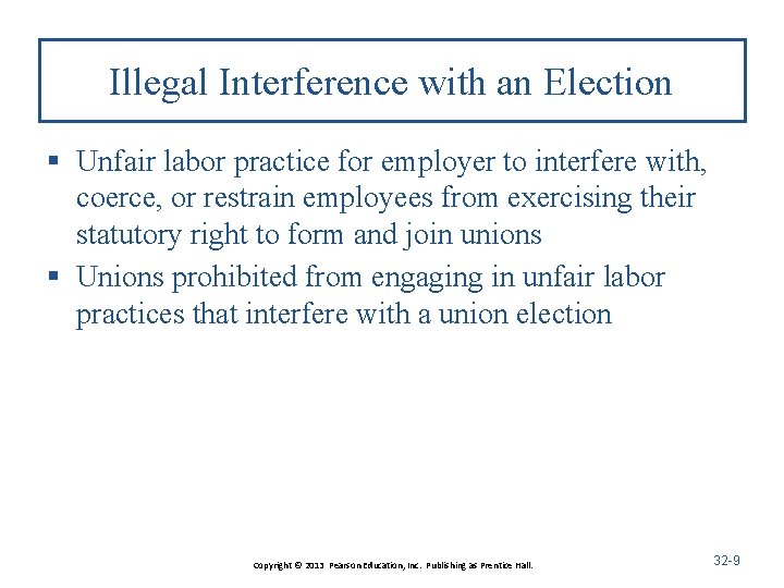 Illegal Interference with an Election § Unfair labor practice for employer to interfere with,