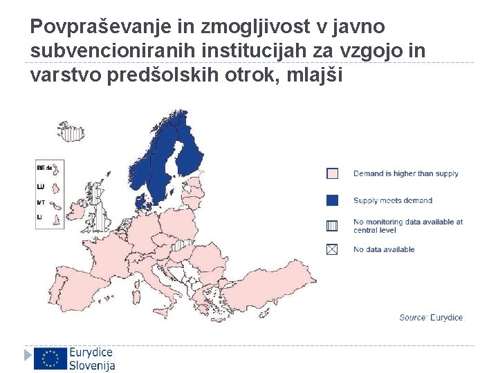 Povpraševanje in zmogljivost v javno subvencioniranih institucijah za vzgojo in varstvo predšolskih otrok, mlajši