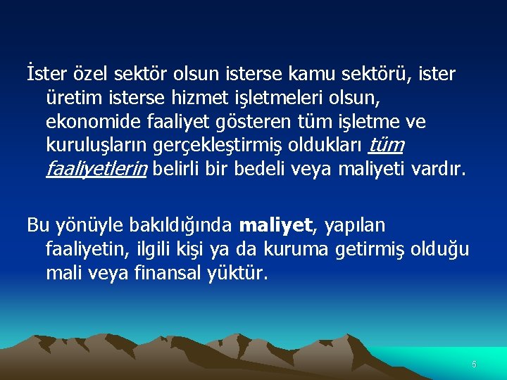 İster özel sektör olsun isterse kamu sektörü, ister üretim isterse hizmet işletmeleri olsun, ekonomide