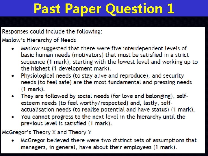 Past Paper Question 1 