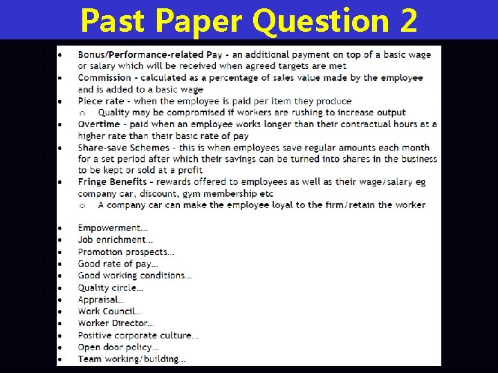 Past Paper Question 2 