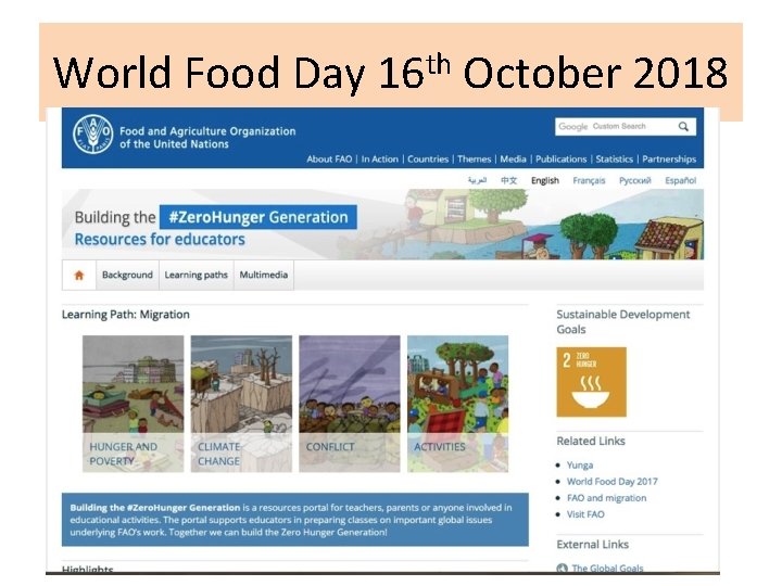 World Food Day 16 th October 2018 