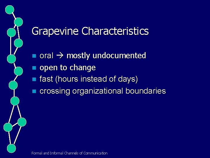 Grapevine Characteristics n n oral mostly undocumented open to change fast (hours instead of