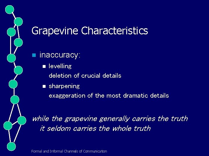 Grapevine Characteristics n inaccuracy: n n levelling deletion of crucial details sharpening exaggeration of
