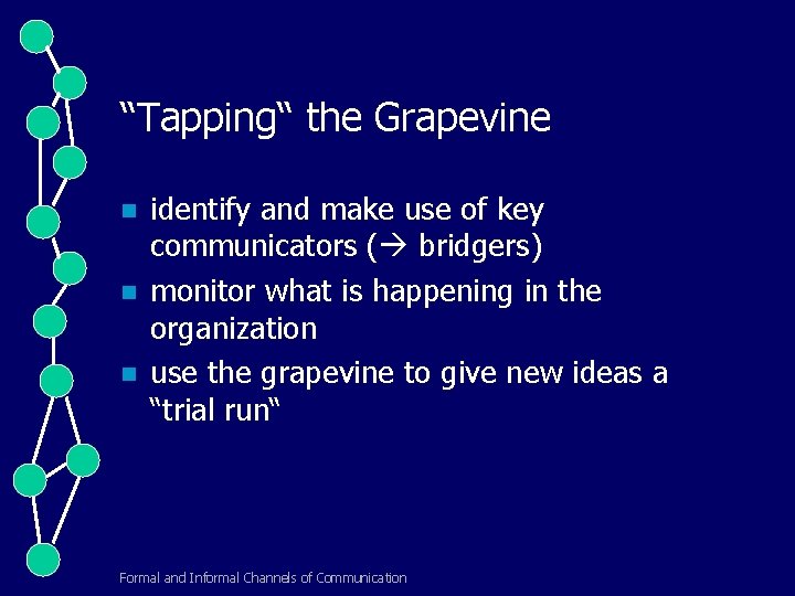 “Tapping“ the Grapevine n n n identify and make use of key communicators (