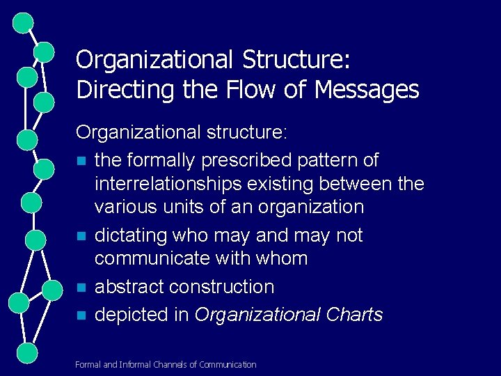 Organizational Structure: Directing the Flow of Messages Organizational structure: n the formally prescribed pattern