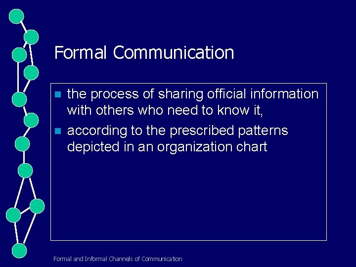 Formal Communication n n the process of sharing official information with others who need