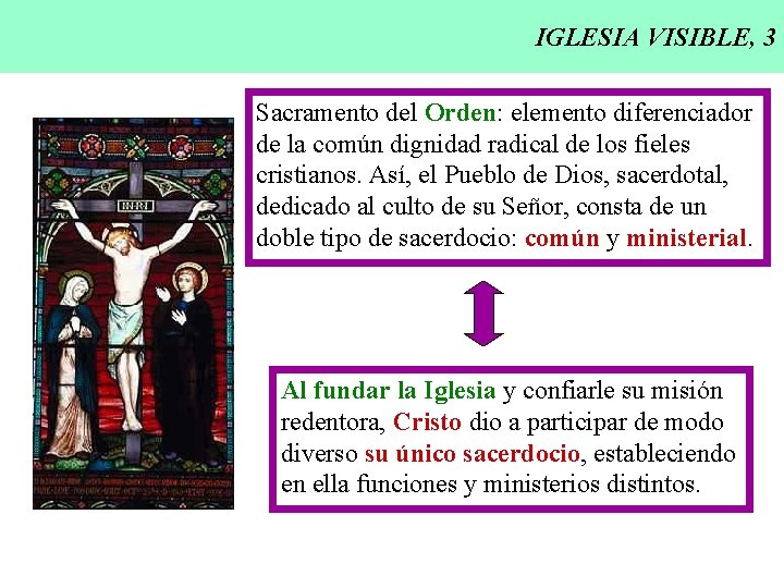 IGLESIA VISIBLE, 3 Sacramento del Orden: elemento diferenciador de la común dignidad radical de