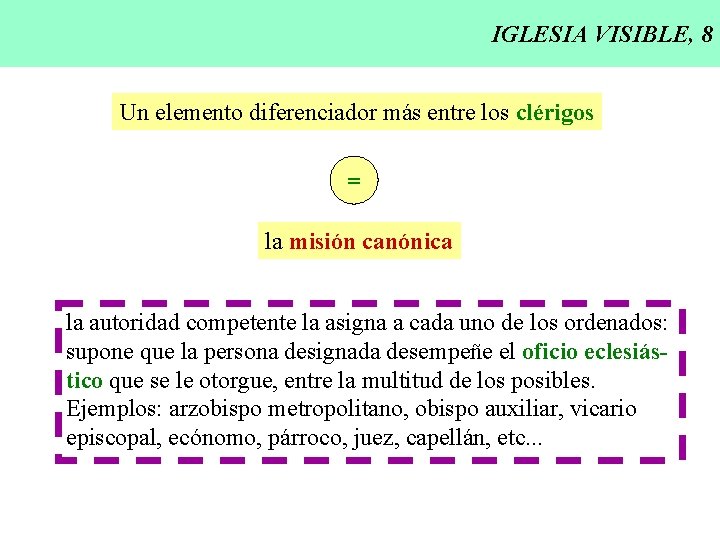 IGLESIA VISIBLE, 8 Un elemento diferenciador más entre los clérigos = la misión canónica