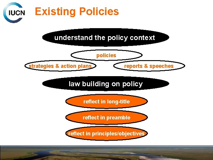 Existing Policies understand the policy context policies strategies & action plans reports & speeches