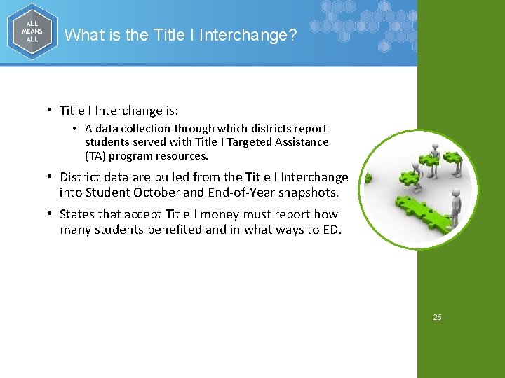 What is the Title I Interchange? • Title I Interchange is: • A data