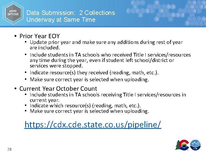 Data Submission: 2 Collections Underway at Same Time • Prior Year EOY • Update