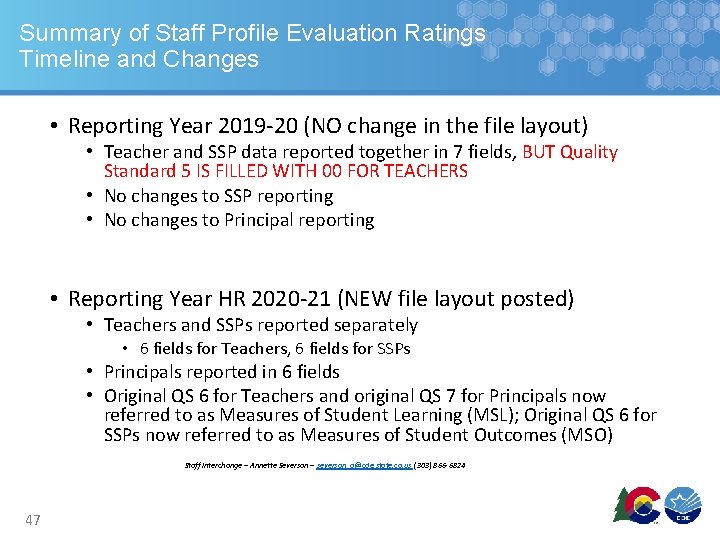 Summary of Staff Profile Evaluation Ratings Timeline and Changes • Reporting Year 2019 -20