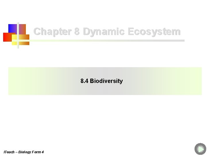 Chapter 8 Dynamic Ecosystem 8. 4 Biodiversity ITeach – Biology Form 4 