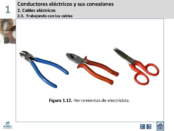 1 Conductores eléctricos y sus conexiones 2. Cables eléctricos 2. 3. Trabajando con los