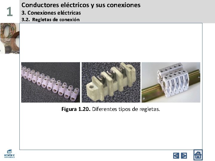 1 Conductores eléctricos y sus conexiones 3. Conexiones eléctricas 3. 2. Regletas de conexión