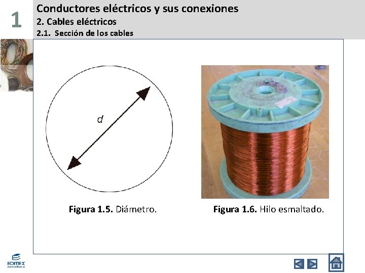 1 Conductores eléctricos y sus conexiones 2. Cables eléctricos 2. 1. Sección de los