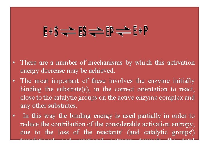  • There a number of mechanisms by which this activation energy decrease may