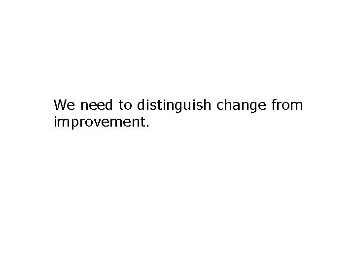 We need to distinguish change from improvement. 