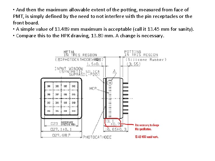  • And then the maximum allowable extent of the potting, measured from face