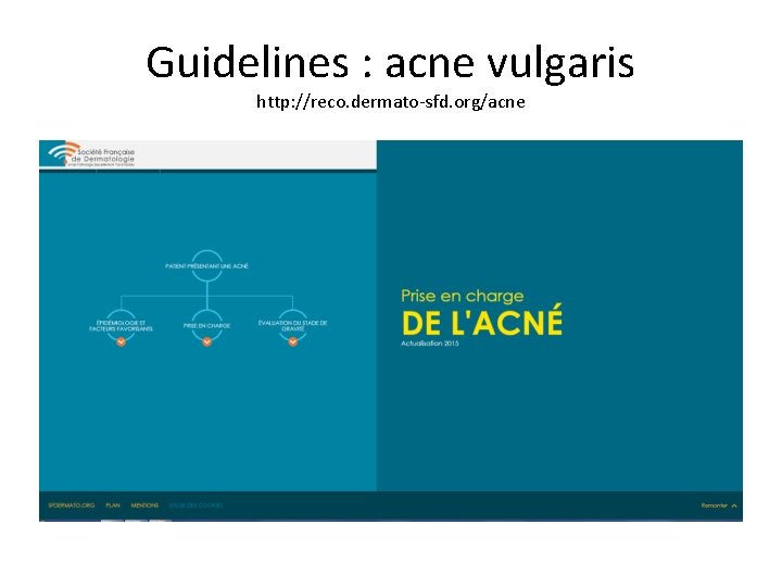 Guidelines : acne vulgaris http: //reco. dermato-sfd. org/acne 