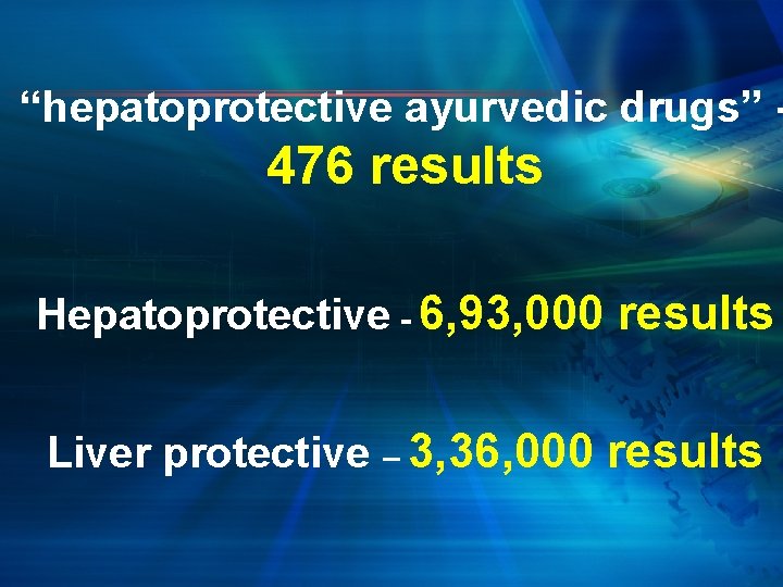 “hepatoprotective ayurvedic drugs” - 476 results Hepatoprotective - 6, 93, 000 results Liver protective