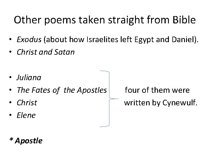 Other poems taken straight from Bible • Exodus (about how Israelites left Egypt and