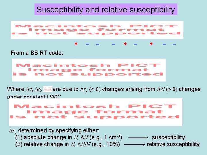 Susceptibility and relative susceptibility + – – – + – – From a BB