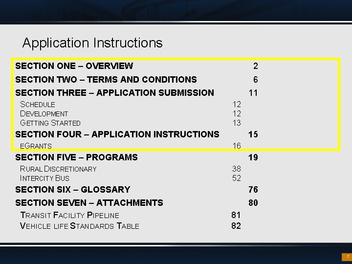 Application Instructions SECTION ONE – OVERVIEW 2 SECTION TWO – TERMS AND CONDITIONS 6