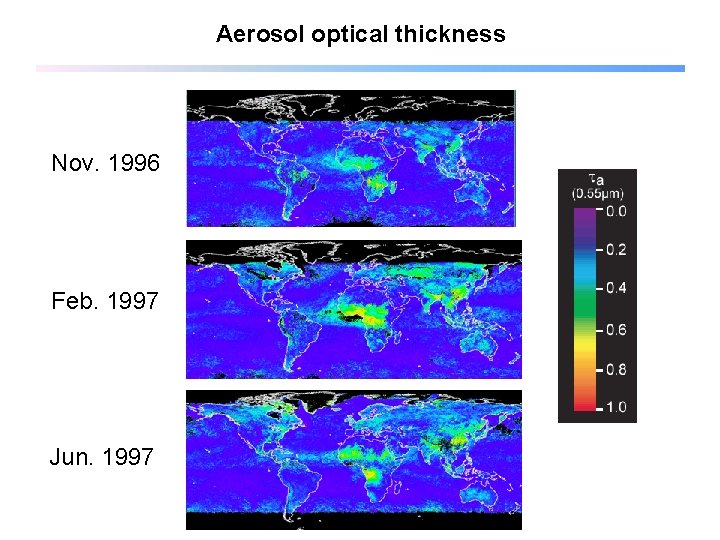 Aerosol optical thickness Nov. 1996 Feb. 1997 Jun. 1997 