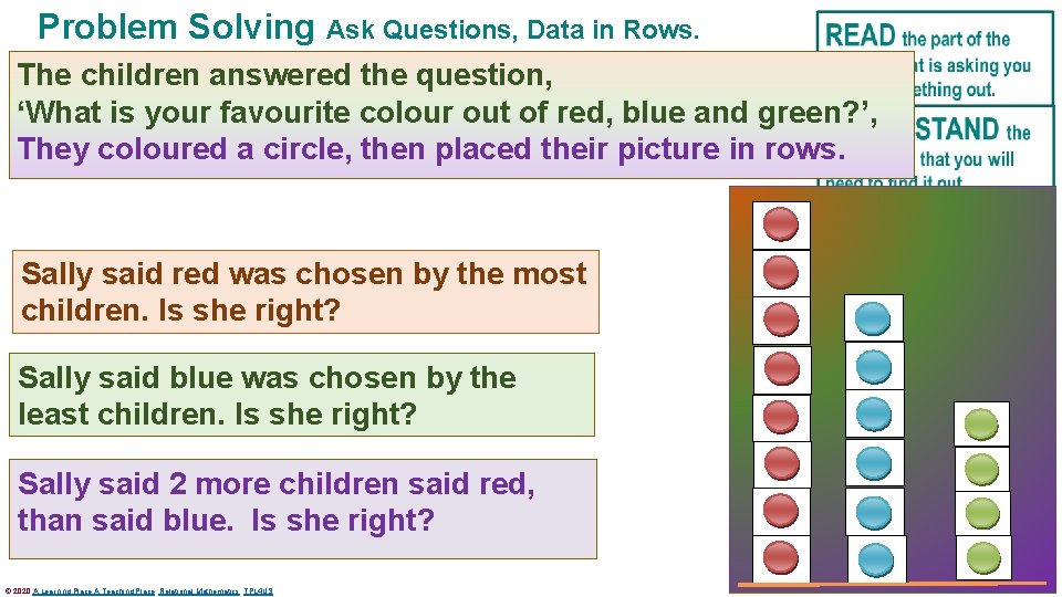 Problem Solving Ask Questions, Data in Rows. The children answered the question, ‘What is