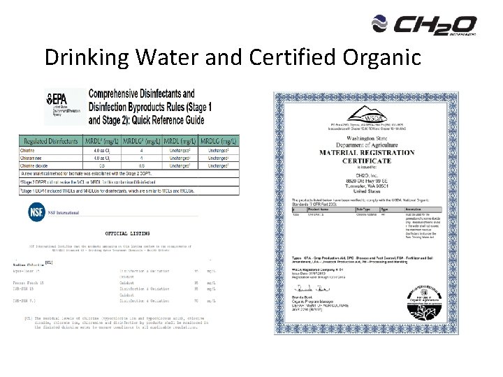Drinking Water and Certified Organic 