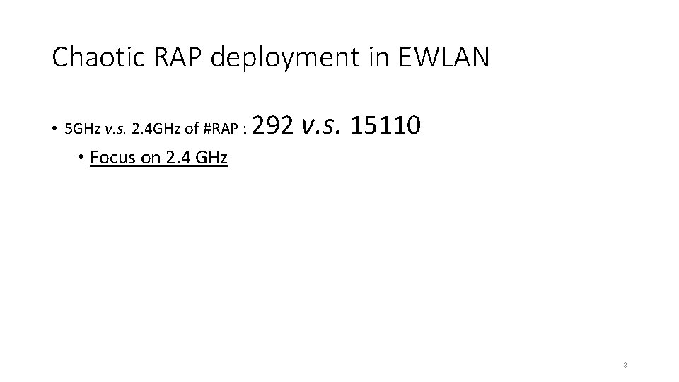 Chaotic RAP deployment in EWLAN • 5 GHz v. s. 2. 4 GHz of