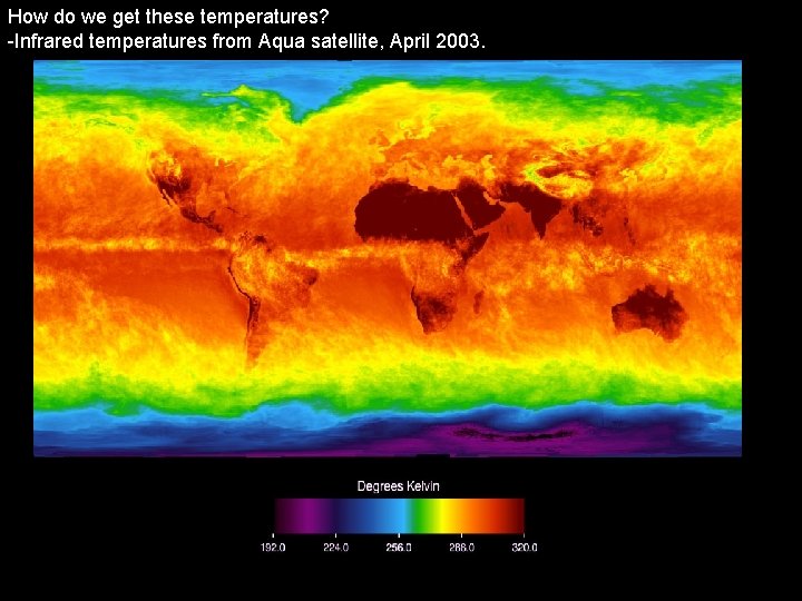 How do we get these temperatures? -Infrared temperatures from Aqua satellite, April 2003. 