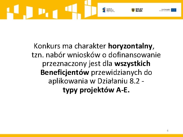 Konkurs ma charakter horyzontalny, tzn. nabór wniosków o dofinansowanie przeznaczony jest dla wszystkich Beneficjentów