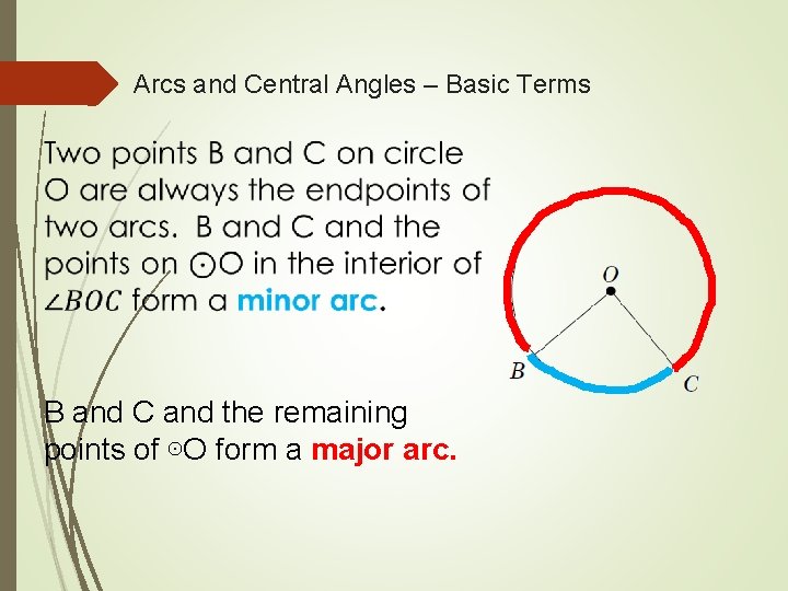 Arcs and Central Angles – Basic Terms B and C and the remaining points