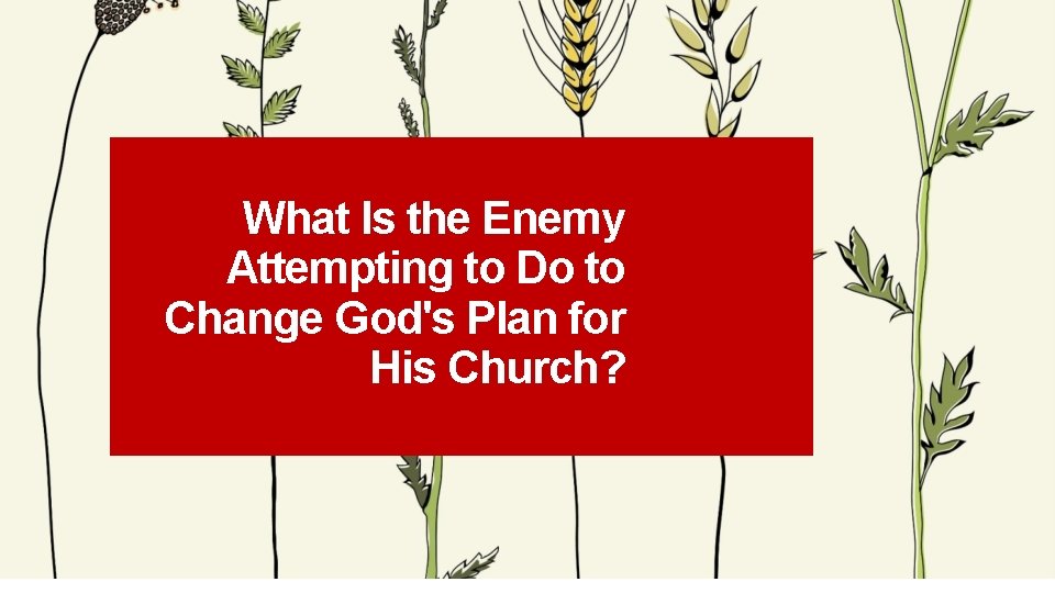 What Is the Enemy Attempting to Do to Change God's Plan for His Church?