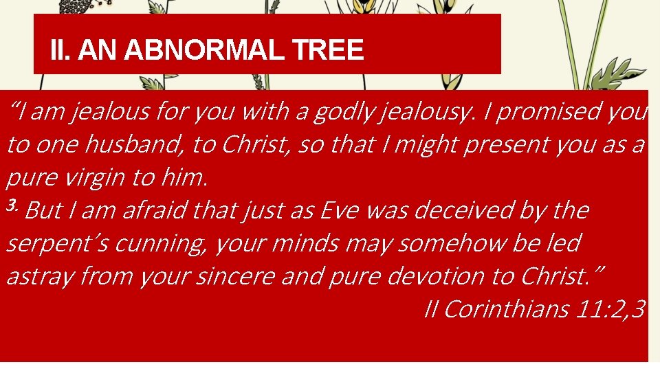 II. AN ABNORMAL TREE “I am jealous for you with a godly jealousy. I